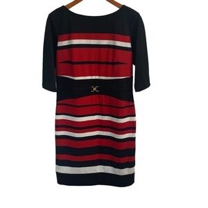 Sandra Darren Stripes Retro Preppy,‎ Career Office Structured ladies dress 10